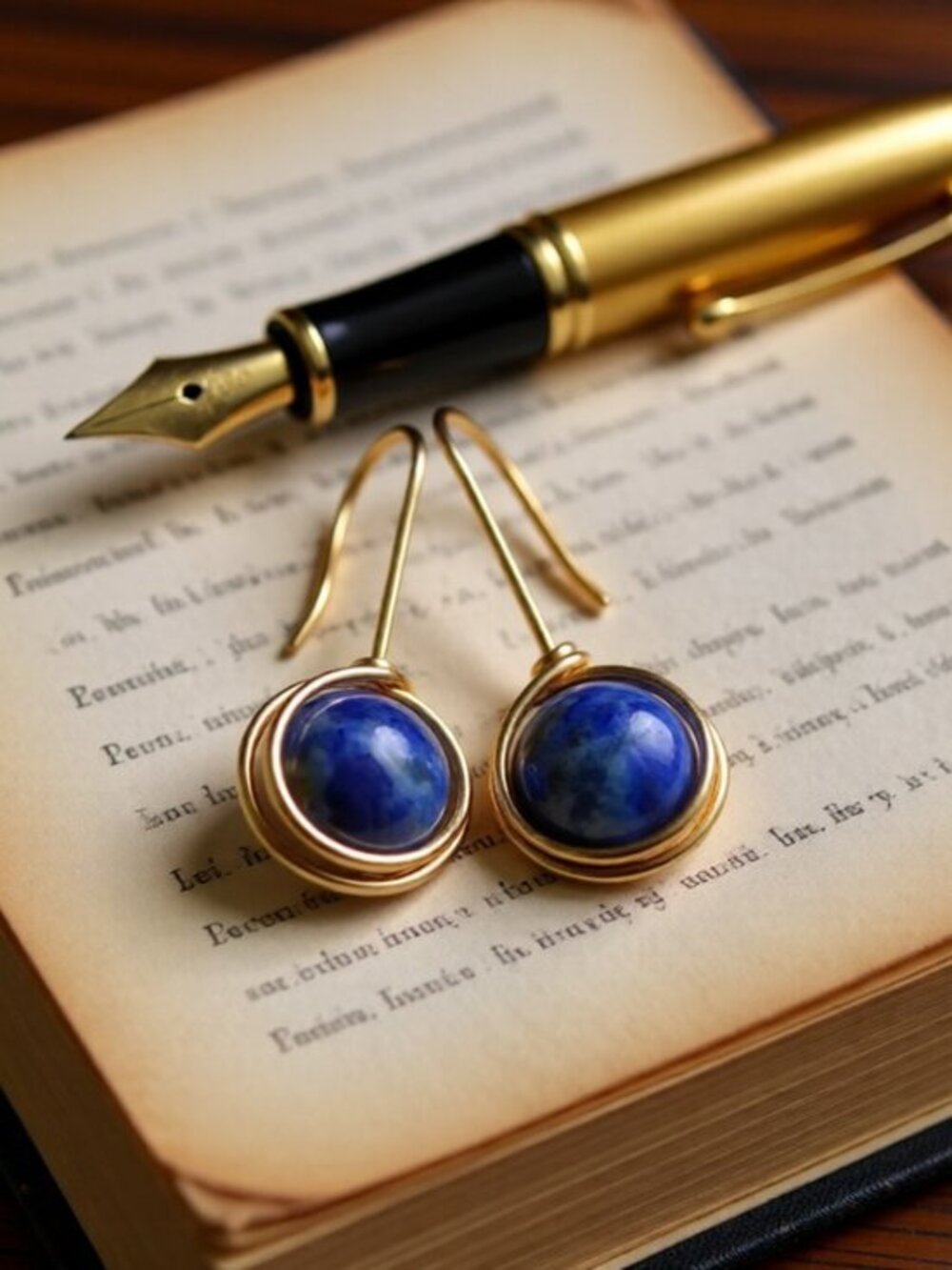 Hand Crafted! Large Wire Wrapped Lapis Lazuli Dangle Earrings - Boho Festival
